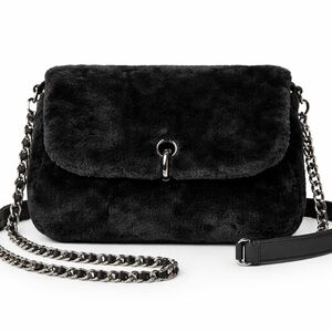 Gilda Paris Black Faux Fur Crossbody Bag NWT